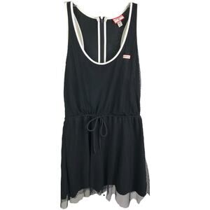 Hunter For Target A-Line Dress Women M Black Mesh Sleeveless Back Zip Drawstring